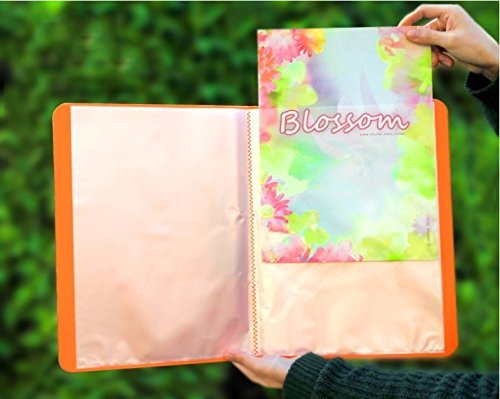 SHUTER A4 Size 30 Pockets Paper File Display Book Folder for Report Sheets,Artworks,Music Sheets,Clippings (30 pockets Orange)