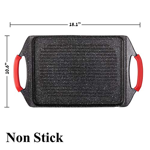 Moss & Stone Griddle Aluminum BBQ Square Grill Pan,Aluminum Nonstick