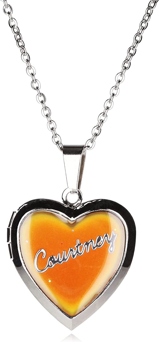 COURTNEY PERSONALISED HEART SHAPED NAMED MOOD LOCKET FUN GIFT PRESENT