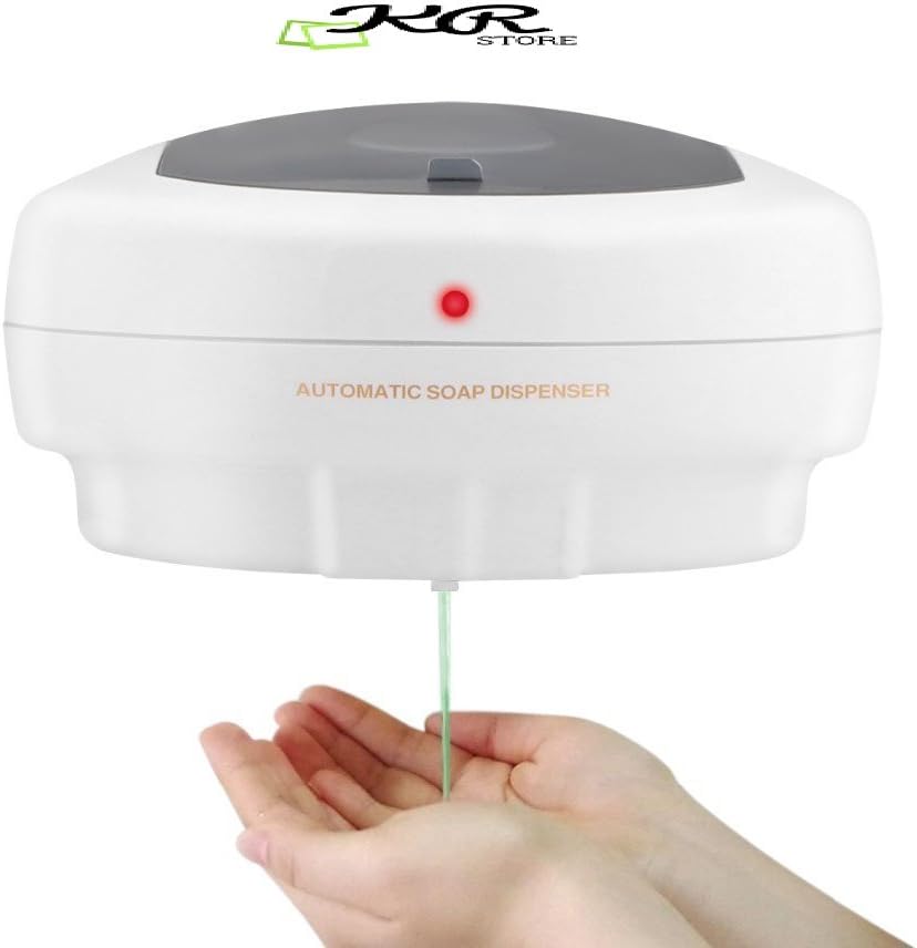 KR STORE™ 500ml Wall-Mount Automatic Motion Activated Soap Dispenser Touch-Free Soap Pump Battery Powered Bathroom 500 ml Sensor Equiped Soap Dispenser (White)