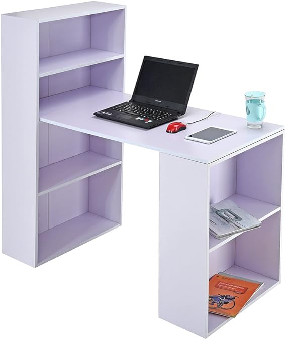 Multifunction Computer Desk 2 Large Shelves Home Office Workstation