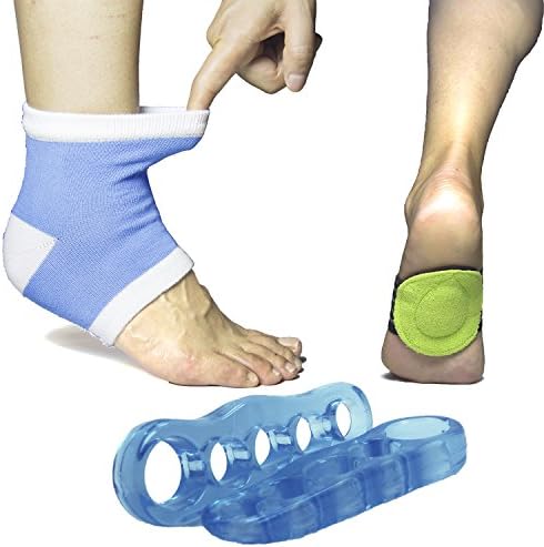 Cushioned foot Support ,Gel heel socks,and Toe separators (set of 3)