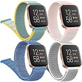 4 Pack Nylon Bands for Fitbit Versa 2 Bands/Fitbit