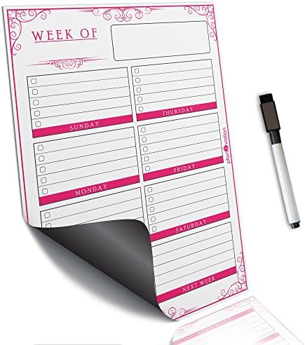 planOvation's Magnetic Dry Erase Board Weekly Planner (16"x12", Pink)