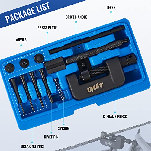 OMT Chain Breaker, 19pc Chain Brake Tool Kit with C Frame 3 Anvils 5
