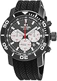 TW Steel Grandeur Diver Watch - Black Dial Date TW Steel Watch Mens - 45mm Stainless Steel Chronograph Watch - Black Rubber Band Dive Watch TW704