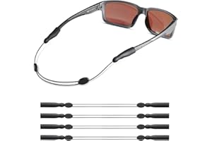 Omnful Glasses Strap -No Tail Adjustable Sunglasses Strap, Eyeglasses Strap, Cable Straps, Eye Glasses Holders Around Neck, Lanyard for Men Women -Eyewear Retainer String, Chain (4pcs Black 16Inch)