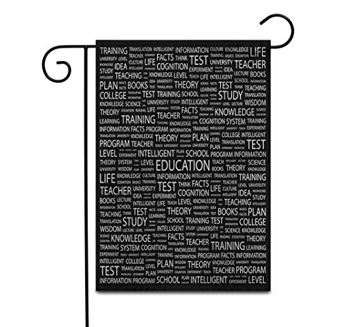 Awowee 12"x18" Garden Flag Education Word Collage on Black Background Vector Illustration with Different Outdoor Home Decor Double Sided Yard Flags Banner for Patio Lawn