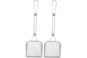 PERSELOSO 2Pcs Stainless Steel Square Oil Skimmer Spoon for Deep Fryer Fine Mesh Filter Skimmer for Pasta