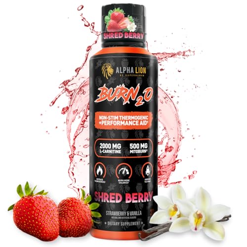 ALPHA LION Burn2O L-Carnitine Liquid 2000mg, Premium Liquid Fat Burner & Pre-Workout Supplement for Men & Women - Natural Energy & Metabolism Booster for Weight Loss - ShredBerry