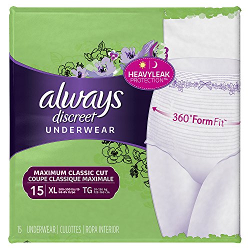 Always Discreet Incontinence Underwear for Women, Maximum Absorbency