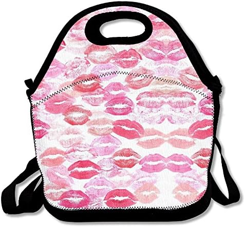 Insulated Lunch Box Tote Bag Kiss Kiss Lips Pattern Picnic Bag Lunch Bag For Men Women Kids School, Travel &amp; Diet Management