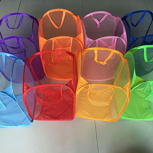 JISETY Foldable Mesh Pop Up Washing Laundry Basket Bag Bin Hamper Storage Random Color