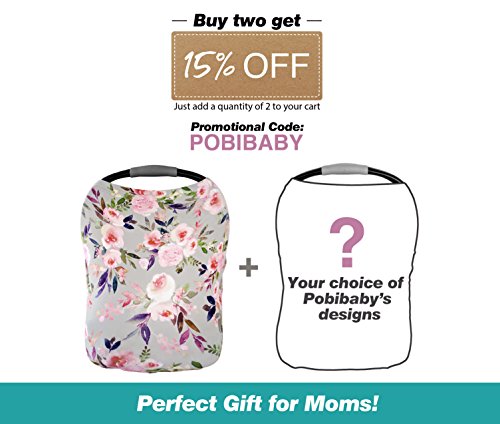 Premium Soft, Stretchy, and Spacious 4 in 1 Multi-Use Cover for Nursing, Baby Car Seat, Stroller, Scarf, and Shopping Cart - Best Gifts by Pobibaby (Grace)