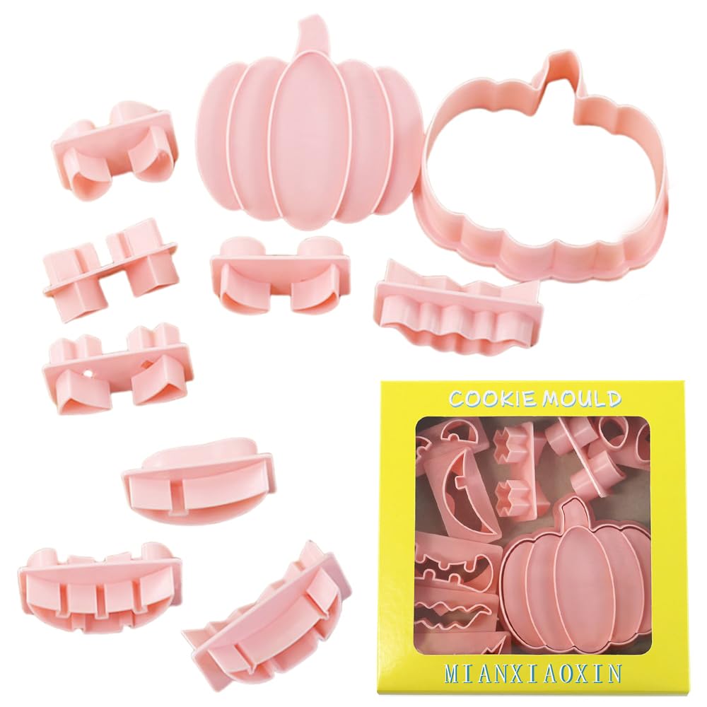 10-Piece Premium Halloween Pumpkin Cookie Cutter Set ，Halloween Cookie Cutters， Hollow Design ， Cartoonish Shapes ，Perfect for DIY Baking Adventures & Festive Cake Decorating at Home