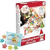 Elf on the Shelf Mini Gingerbread House Kit Pre-baked + Free Shining Star Fruit Snacks Candy Pack To Decorate | Christmas DIY 7 Oz Kit | Pre-made Icing Fruity Gummies & Scene Setters