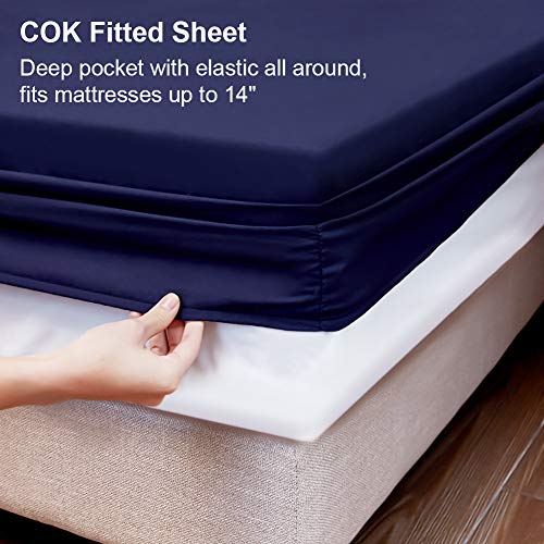 Cok-Twin-Size-Fitted-Sheet-Only-Blue-Extra-Twin-Breathable-and-Cooling-Bottom-Fitted-Sheet-with-14-Inch-Deep-Pocket-Soft-Comfortable-Twin-Fitted-Bed-Sheet-with-No-Wrinkle-1-Pack