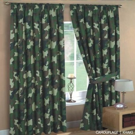 Blue Camouflage Readymade Curtains 72 Drop Army Camo Kids Bedroom
