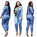 Elevin(TM) Women Cowboy Denim Casual Deep V-Neck Bandage Elastic Waist Jumpsuits (XL)