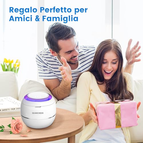 SEANCHEER Ultrasonic Cleaner 48000Hz Ultrasonic Cleaner | 180 ml | UV Lamp Dental Pod for | Bite Bruxism Night | Dental Implants | Teeth Appliance | Retainer | Aligners | (White)