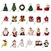 3D Mini Christmas Ornaments, 24 Cute Resin Christmas Decoration Figures Design with Santa Clause, Snowman, Xmas Tree, Durable & Well-Crafted Pendant Charms with Loop, DIY Landscape Christmas Miniature
