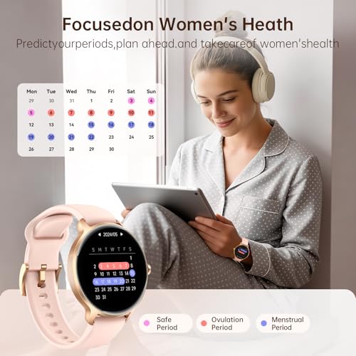 Smart Watch for Women Compatible iPhone/Android/Samsung,1.27" Montre Intelligente Femme with Heart Rate/Sleep/Health Monitor, Waterproof Ladies Digital Fitness Tracker,120+ Sports Mode