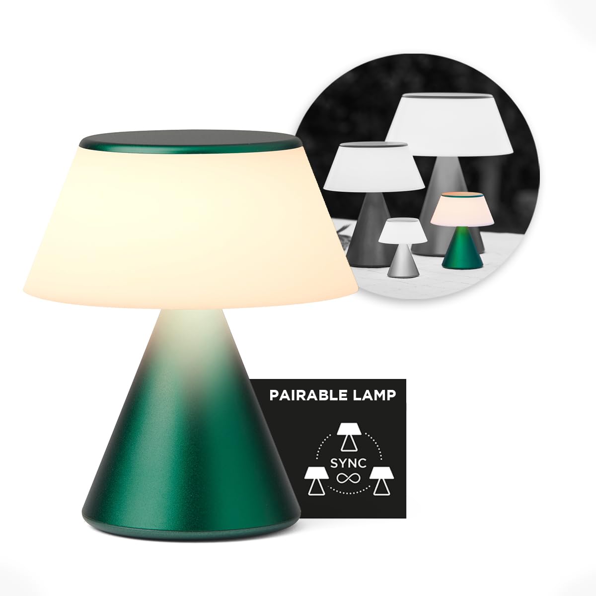 Lexon Luma M - Portable LED Lamp with Color Sync - Dark Green — image 1