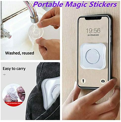 2PCS PU Material Nano Magic Sticker Phone Holder ​Nano Casual Paste, Sticker Phone Holder, Magic Stickers for Car,Home,Office (Black, Square+Round)