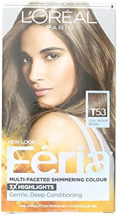 L'Oreal Paris Feria Multi-Faceted Shimmering Color, Cool Medium Brown [T53] 1 ea (Pack of 9)