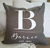 Farmhouse Burlap Pillow Cover | Last Name Decor | Decorative Pillow | Printed Pillow Cover | Throw Pillow Cover | Rustic Cover