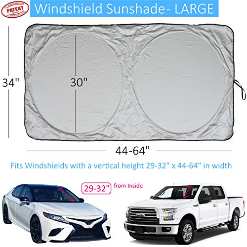Car Sun Shade SUV Car Size Chart with Your Vehicle Universal Quality-210T Keep Vehicle Accessories Cool UV Sun and Heat Reflector (Large) - Thumbnail 4