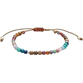 Lotus and Luna 4MM Energy Chakra Healing Bracelet with Real Stones Jade, Pearl, Rose Quartz, Amethyst, Moonstone