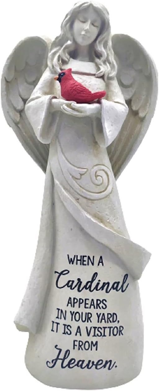 Hardscaping Materials - Holiday Treasures Angel Sympathy Figurine When a Cardinal Appears in Your Yard It is a Visitor from Heaven Memorial Gift Remembrance Gift Christmas Garden Décor Angel with Cardinal