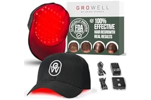 GroWell Red Light Therapy Hair Growth Cap – FDA Cleared Laser Treatment for Hair Regrowth and Reduced Shedding – LED & Laser Red Light Therapy Clinically Proven in Double-Blind Studies -Black