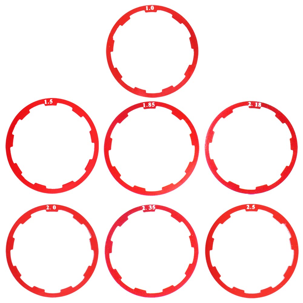Pirhosigma Bicycle Flywheel Washer Spacer Cassette Headset Gasket Hub Bottom Bracket Bike Cycling Flywheel Axle for MTB Road Bike 1 mm 1.5 mm 1.85 mm 2 mm 2.18mm 2.35mm 2.5mm (7 pcs) Red