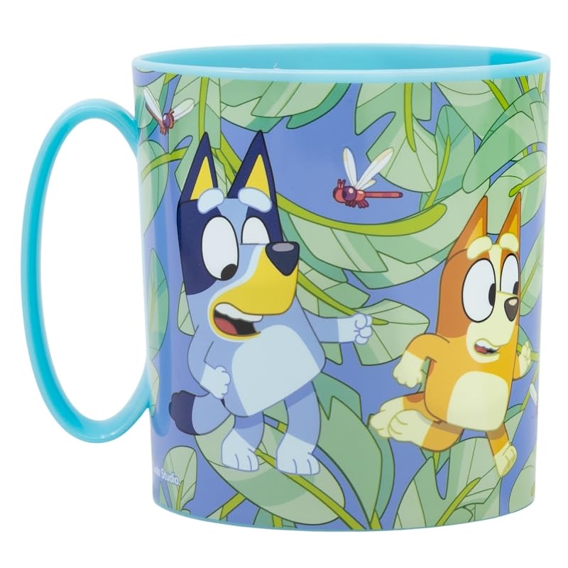 Golddunes Kids 2023 Character Licence Mug 350ML Drinking Re-Usable Plastic Cup Microwave Safe (Blue)