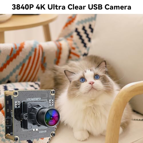 ELP 20MP USB-Kamera 4K 30fps USB 3.0 Typ-C Webcam, 3840P hochauflösende Kamera mit 95° Weitwinkelobjektiv Ohne Verzerrung, Plug & Play für Windows, Linux, PC,Jetson Nano,Industrielle Bildverarbeitung