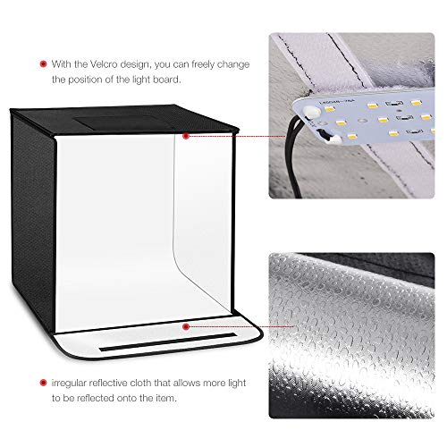 TYCKA Photo Studio Box, 80x80x80cm /31.5x31.5x31.5 Inches Foldable Photography Studio Light Tent with 5500K LED Lights,3 Backdrops (Black, White, Beige) - Thumbnail 3