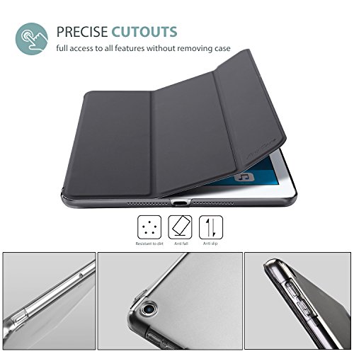ProCase New iPad 9.7 Case 2017 iPad - Ultra Slim Lightweight Stand Case with Translucent Frosted Back Smart Cover for 2017 New Apple iPad 9.7 Inch, With Auto Sleep/Wake - Space Gray