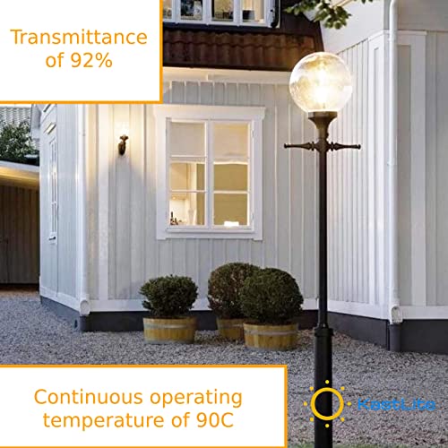 KastLite 6" Clear Acrylic Lamp Post Globe Smooth Textured with 3.14