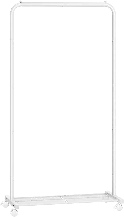 SONGMICS Clothes Rack on Wheels with Storage Shelf 74 cm Long White HSR130W01
