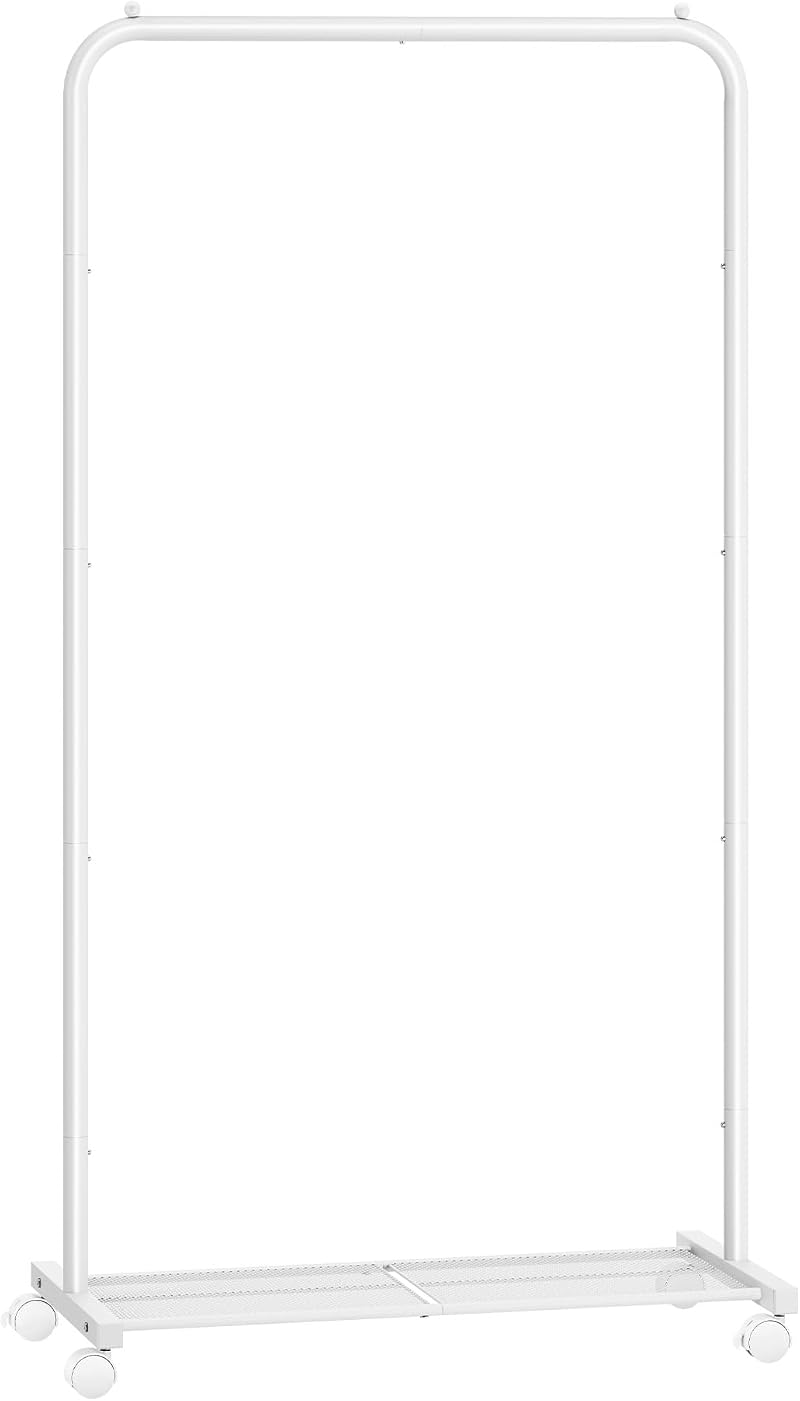 SONGMICS Clothes Rack on Wheels with Storage Shelf 74 cm Long White HSR130W01