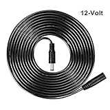 Ganewry 10 Feet 2.1mm x 5.5mm DC 12 Volt Power Supply Extension Cable for IP Camera or CCTV Camera, 24AWG, Male to Female(Black)