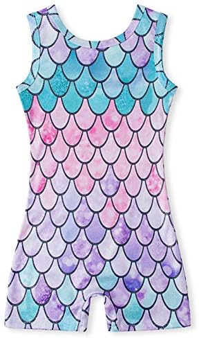Leapparel Gymnastics Leotards for Girls Dance Ballet with Short One-Piece Rompers Unitard Sparkly Biketard for 3-7T
