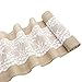 Newdanceus 12X108 Set of 5 Burlap Lace Hessian Table Runner Rustic Natural Jute Country Wedding Party Dining Table Decoration Christmas Decoration Table Runner