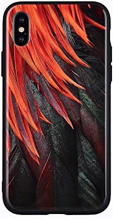 KIMICO Tempered Glass case with Design for iPhone X, 5.8 inches [High Clarity + 0% Distortion Glass] + Soft TPU Bumper [Anti-Scratch] [Anti-Slip Matte TPU Bumper] (Feather Glass X)