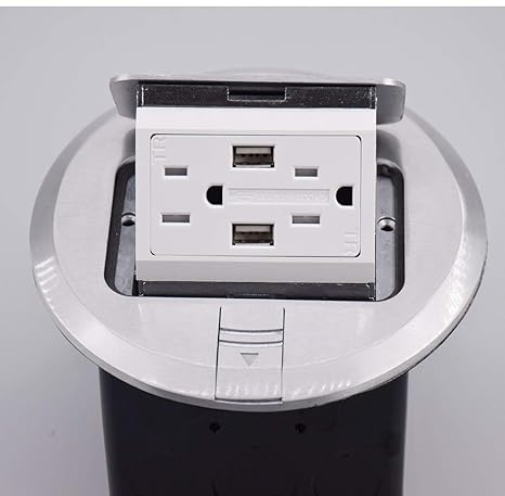 Round Pop Up Recessed Floor Power Outlets Box Cover Plate