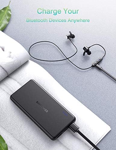 Portable Charger RAVPower 10000mAh Power Bank Dual USB Ports Battery Pack Ultra Slim Total 3.4A iSmart Output Charger Light External Battery Pack Compatible with iPhone Samsung Galaxy and More