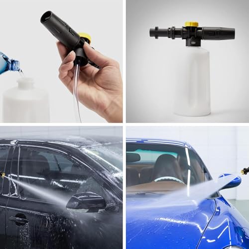 Boquillas de espuma para hidrolimpiadoras，Compatible Karcher (K2 K3 K4 K5 K6 K7 Serie K).Boquilla Rociadora Ajustable de 750 ml.Generador de Jabón, Hidrolavadora de Alta Presión, Espumador de Coche