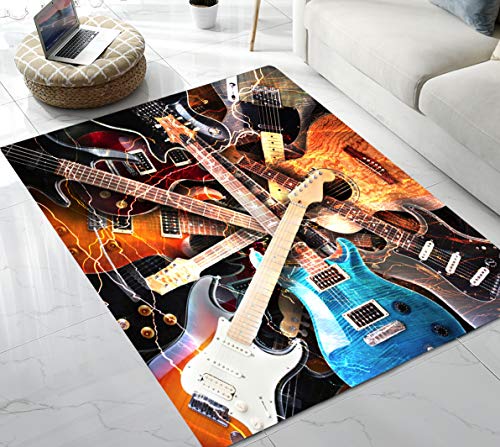 Area Rug Electric Guitar Area Rug for Living Room Bedroom Playing Room 5'x7'